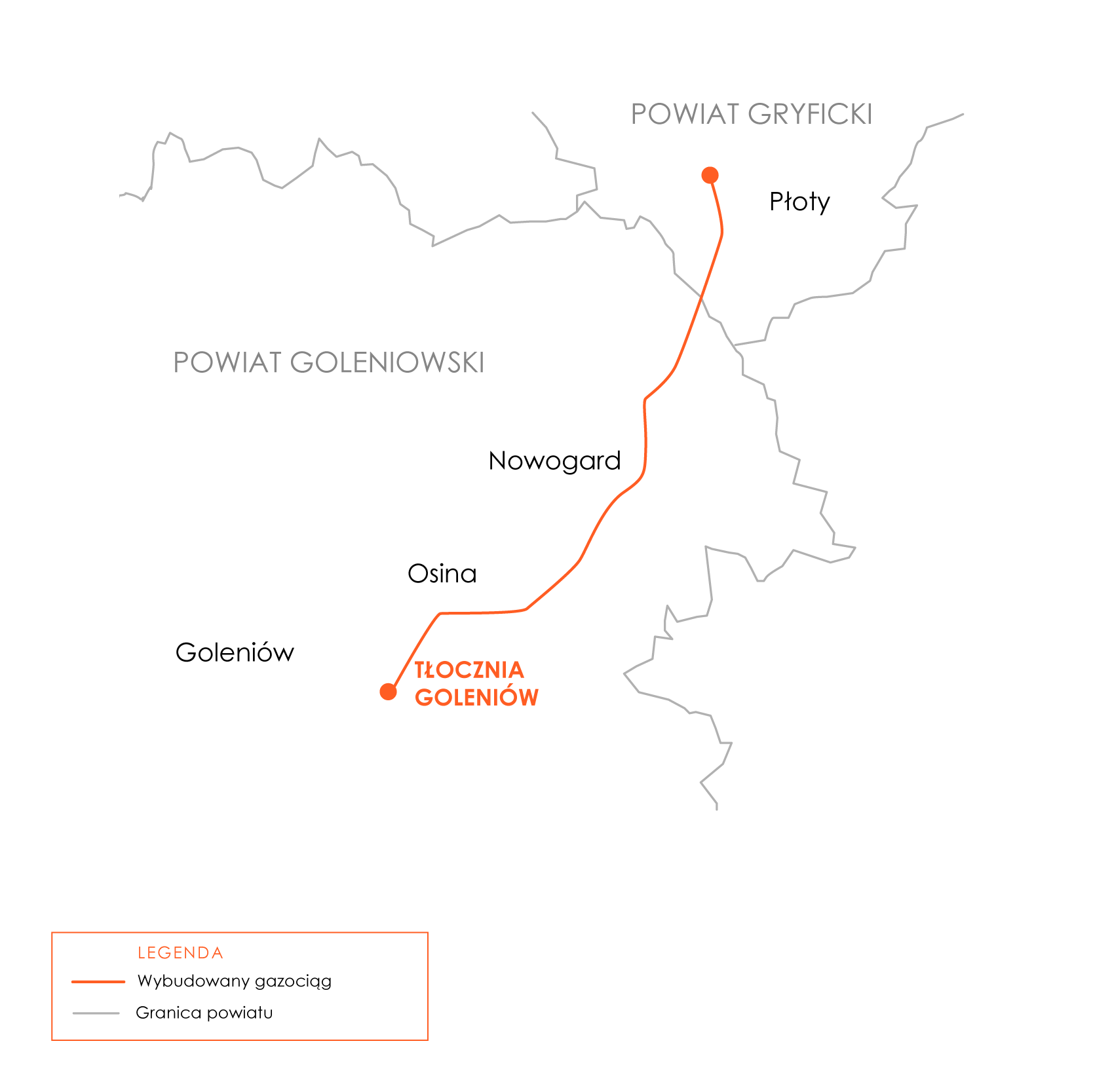 Mapka gazociągu Goleniów-Płoty