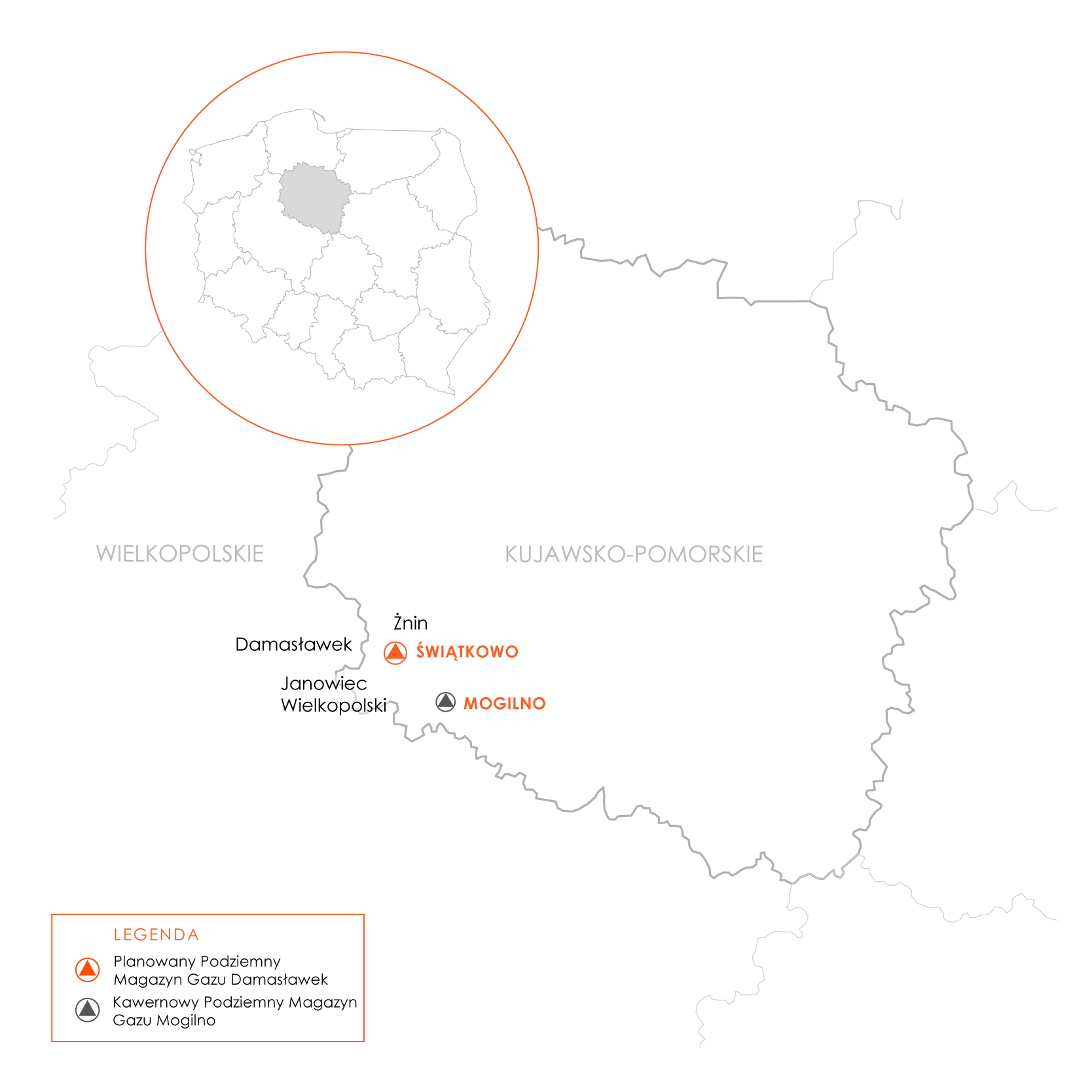Map with the location of the PMG Damasławek