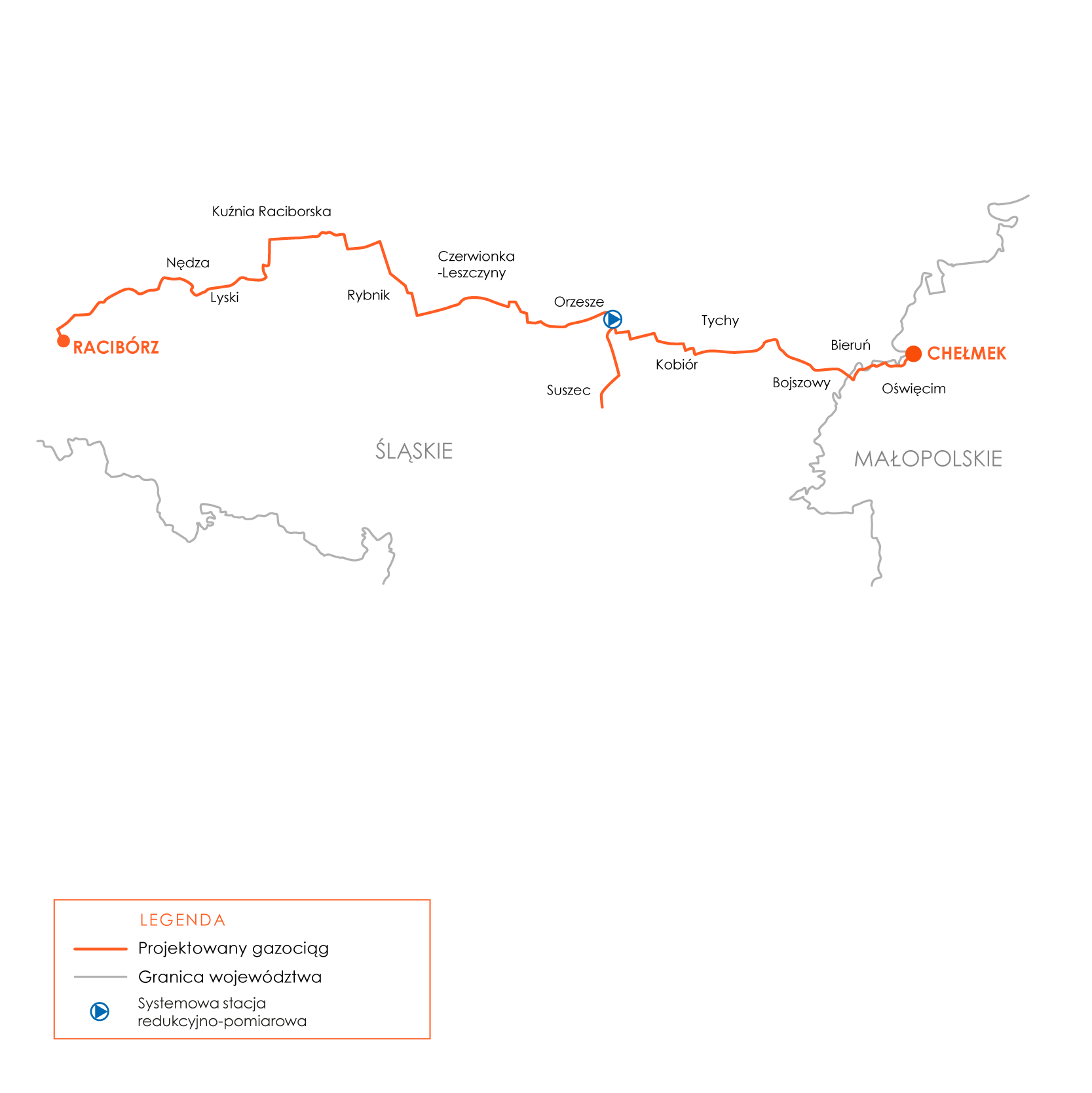 Mapka Racibórz-Oświęcim