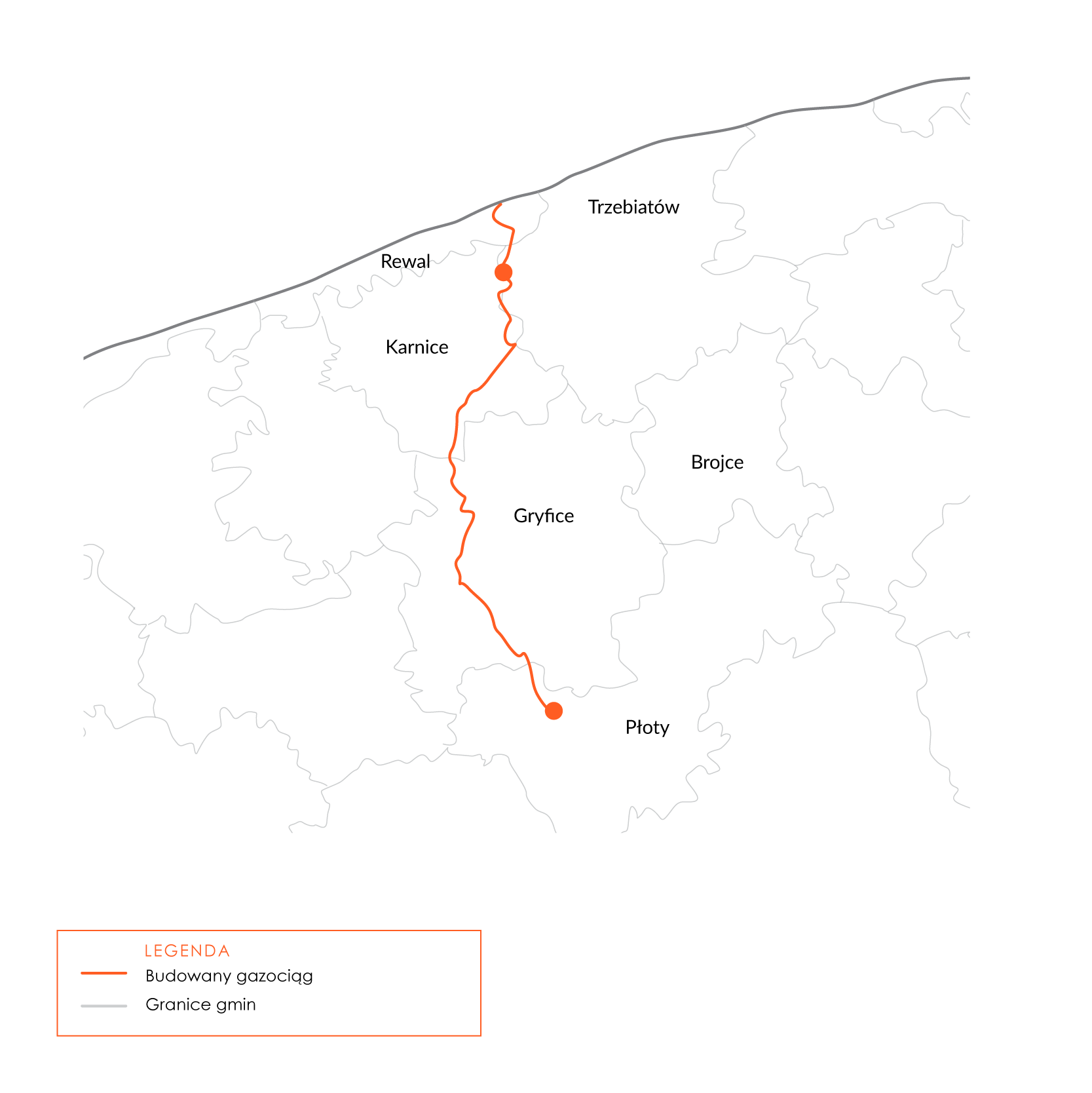 Mapka gazociąg łączący Baltic Pipe