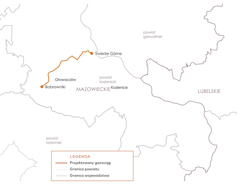 Mapka Przyłączenie do Elektrowni Kozienice